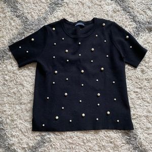 Zara pearl studded knit top